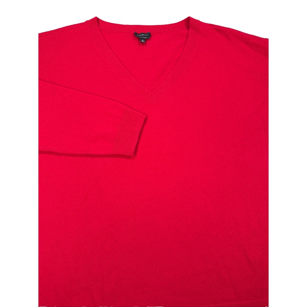 Talbots Sweater Women's XL Red Pure Cashmere V Neck Long Sleeve Pullover